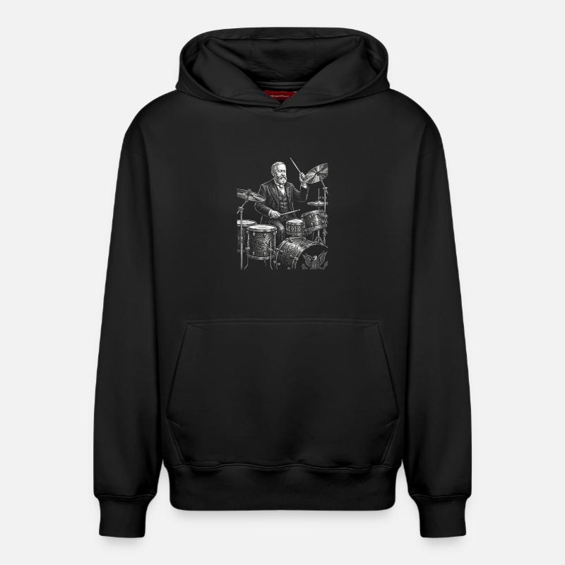 Benjamin Harrison plays drums - Relaxed Unisex Organic Hoodie – by SPREAD - black