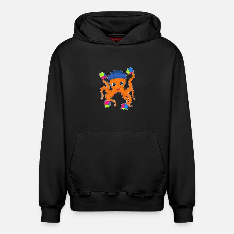 Octopus Cube - Relaxed Unisex Organic Hoodie – by SPREAD - black