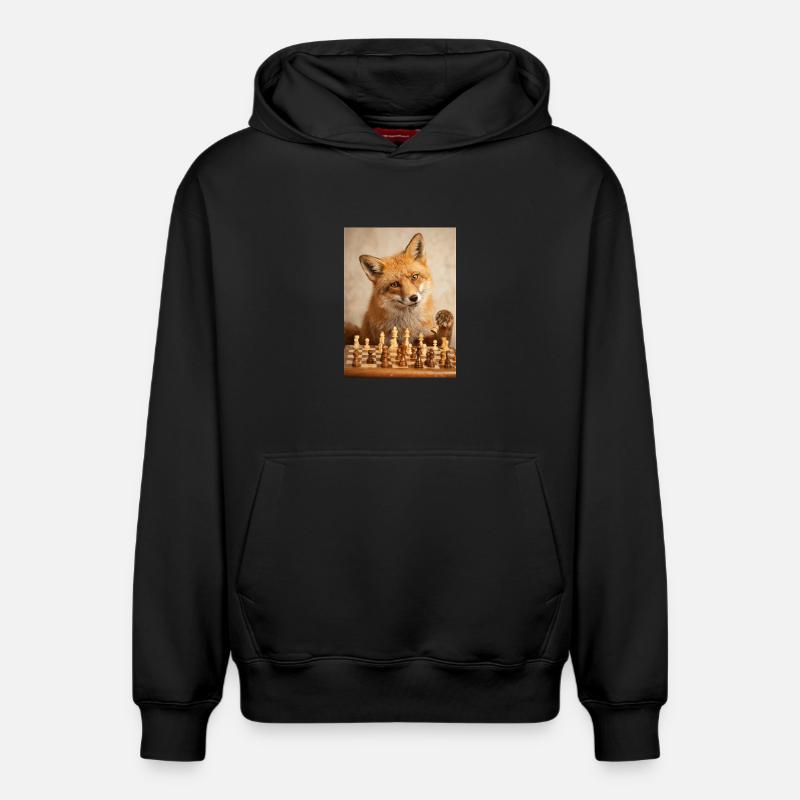 Fox playing chess - Relaxed Unisex Organic Hoodie – by SPREAD - black