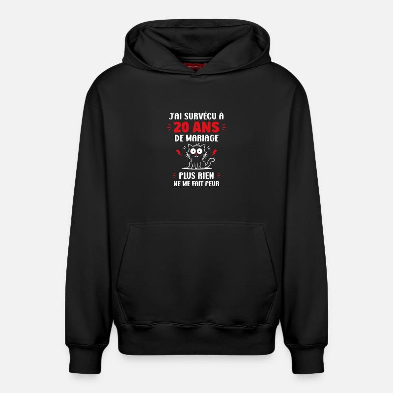 20 ans de mariage - Sweat à capuche unisexe décontracté en coton biologique – de SPREAD - noir