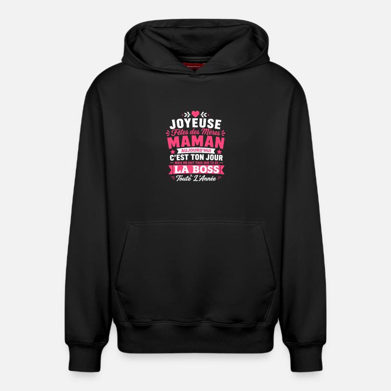 Maman chef - Sweat à capuche unisexe décontracté en coton biologique – de SPREAD - noir