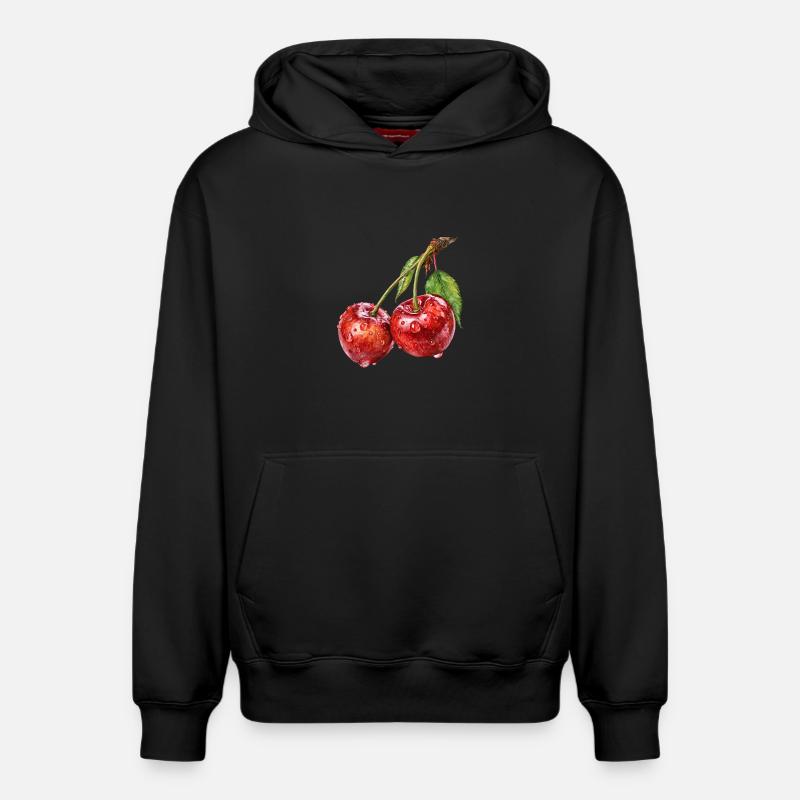 cerise - Sweat à capuche unisexe décontracté en coton biologique – de SPREAD - noir