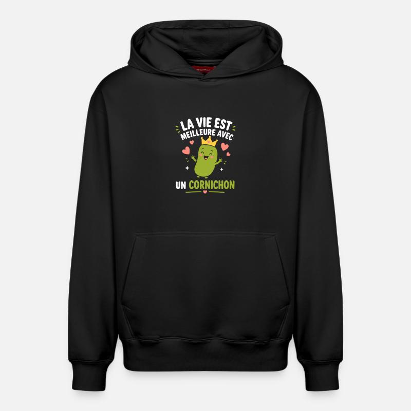Cornichon - Sweat à capuche unisexe décontracté en coton biologique – de SPREAD - noir