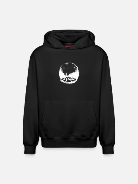 Mountain Biker Illustration - Relaxed Unisex Organic Hoodie – by SPREAD - black