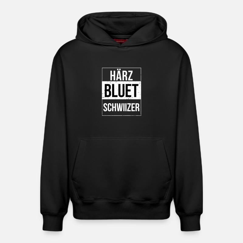 Härzbluetschwiizer Schwiizer Schweizer - Relaxed Unisex Organic Hoodie – von SPREAD - Schwarz