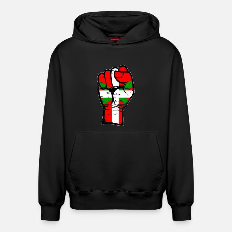 Poing de drapeau basque utilisé - Sweat à capuche unisexe décontracté en coton biologique – de SPREAD - noir