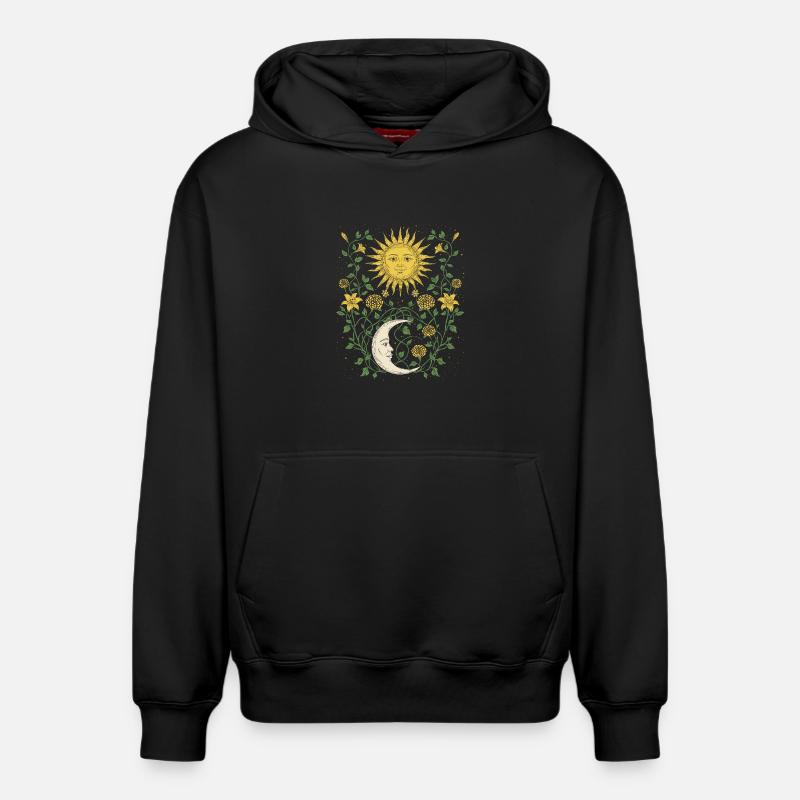Thème Nature, Soleil et Lunaire - Sweat à capuche unisexe décontracté en coton biologique – de SPREAD - noir