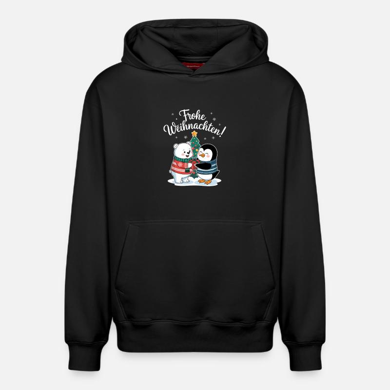 Eisbär Pinguin Weihnachtspullover süß Weihnachten - Relaxed Unisex Organic Hoodie – von SPREAD - Schwarz