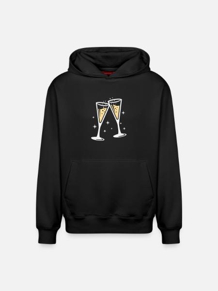 Sektglas Prosecco Sekt Alkohol Prost - Relaxed Unisex Organic Hoodie – by SPREAD - black