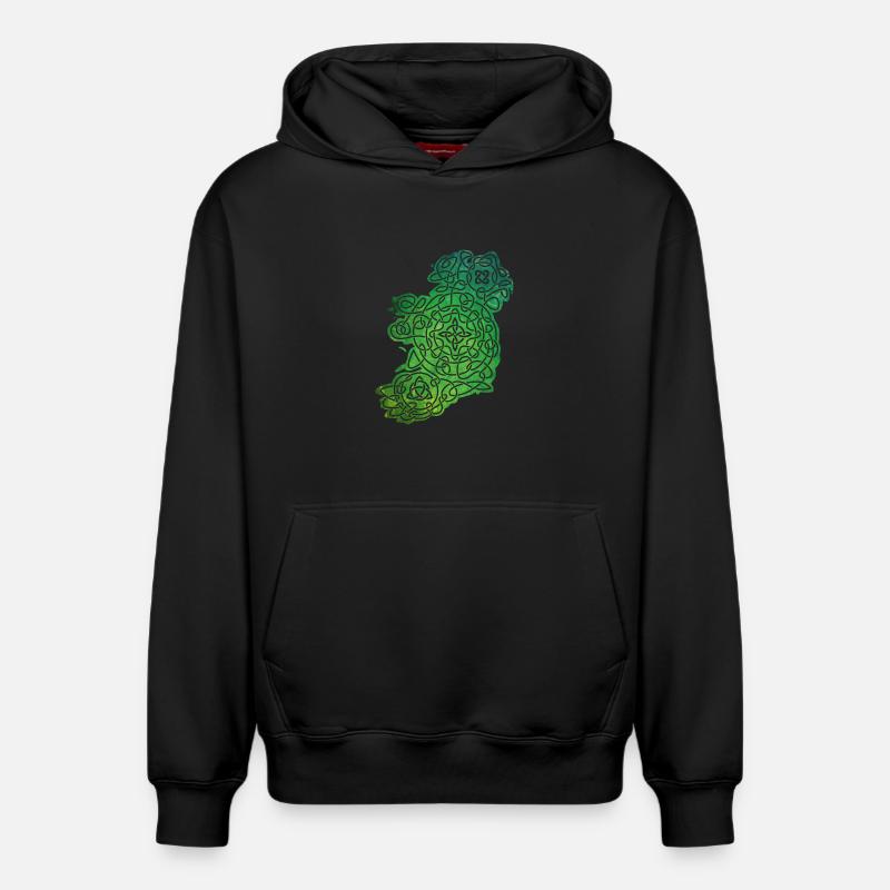 Celtic Map of Ireland - Sweat à capuche unisexe décontracté en coton biologique – de SPREAD - noir