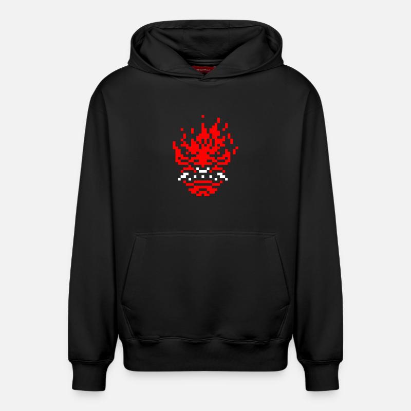 Oni pixel 8 bits - Sweat à capuche unisexe décontracté en coton biologique – de SPREAD - noir