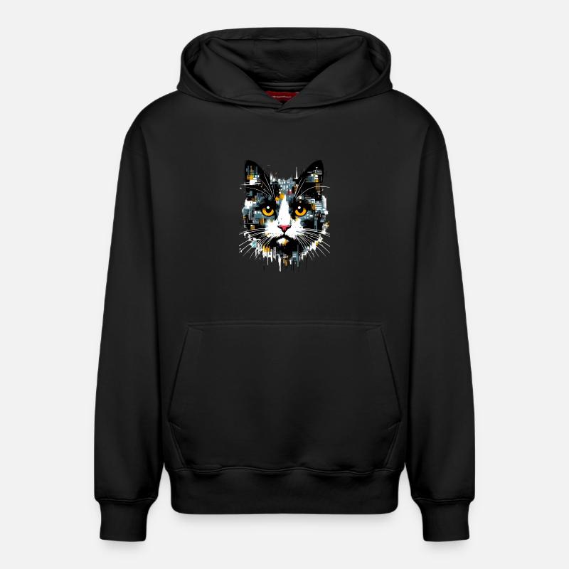 Chat - Sweat à capuche unisexe décontracté en coton biologique – de SPREAD - noir