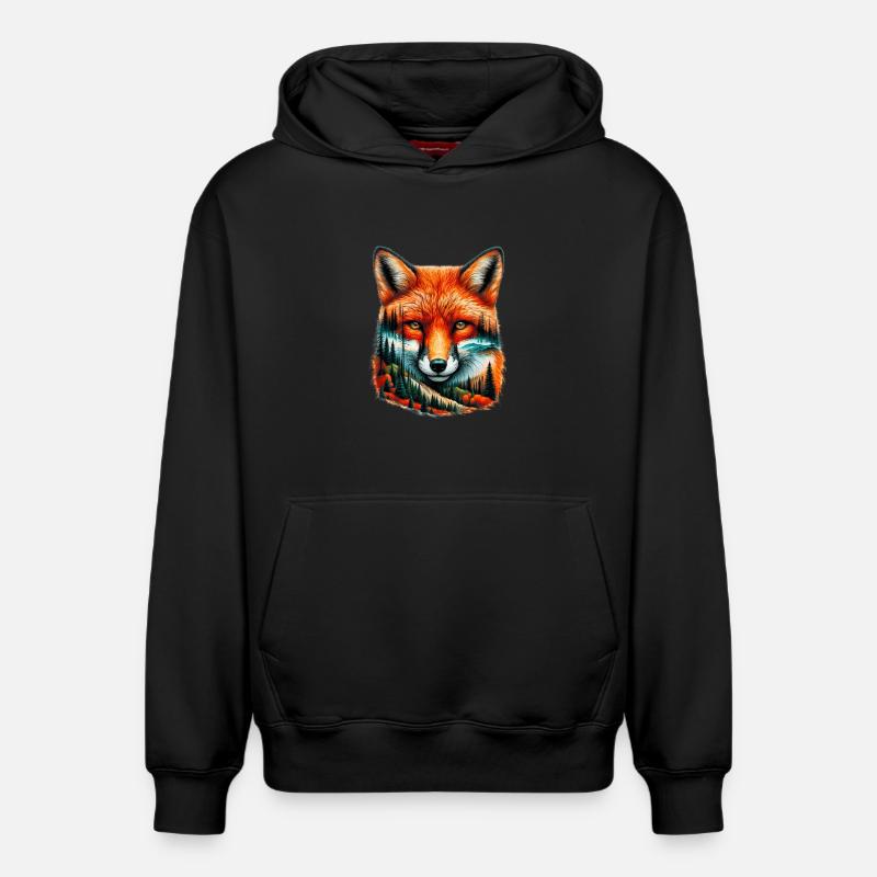 Renard - Sweat à capuche unisexe décontracté en coton biologique – de SPREAD - noir