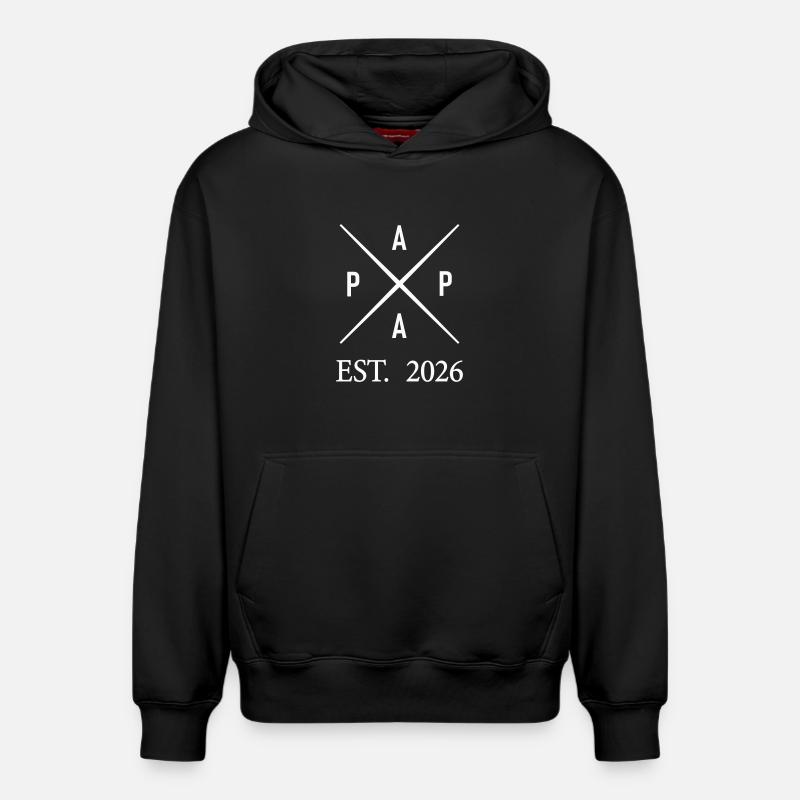 Papa Est. 2026 - Sweat à capuche unisexe décontracté en coton biologique – de SPREAD - noir