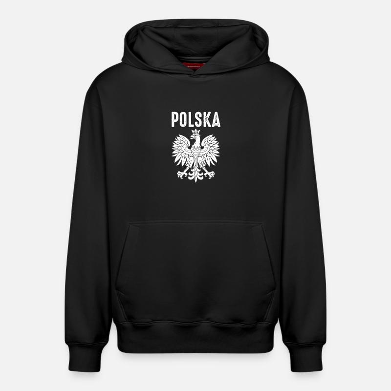 Pologne - Sweat à capuche unisexe décontracté en coton biologique – de SPREAD - noir