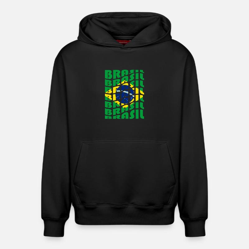 Drapeaux à lettrage brésilien - Sweat à capuche unisexe décontracté en coton biologique – de SPREAD - noir