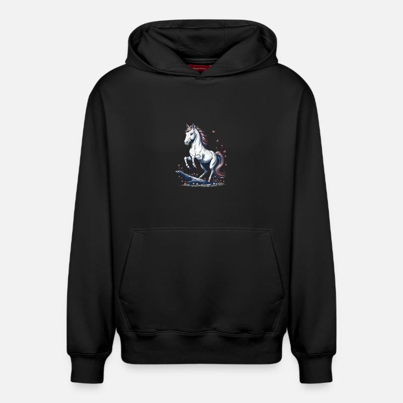 Cheval gris majestueux - Sweat à capuche unisexe décontracté en coton biologique – de SPREAD - noir