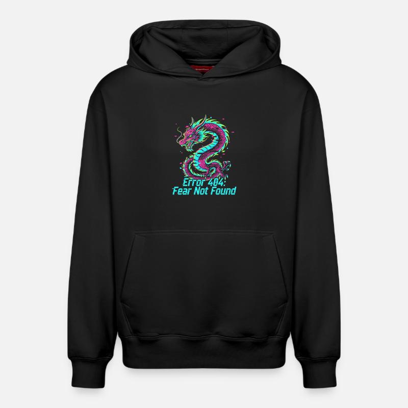 Dragon Neon 404 Glitch - Sweat à capuche unisexe décontracté en coton biologique – de SPREAD - noir