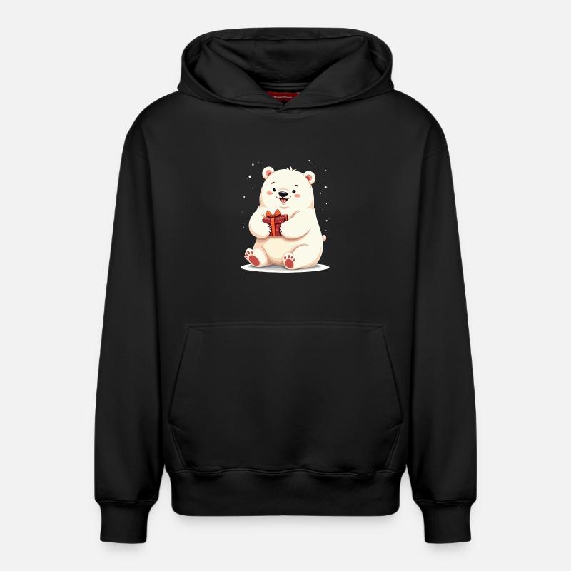 Niedlicher Eisbär mit Geschenkillustration - Relaxed Unisex Organic Hoodie – von SPREAD - Schwarz