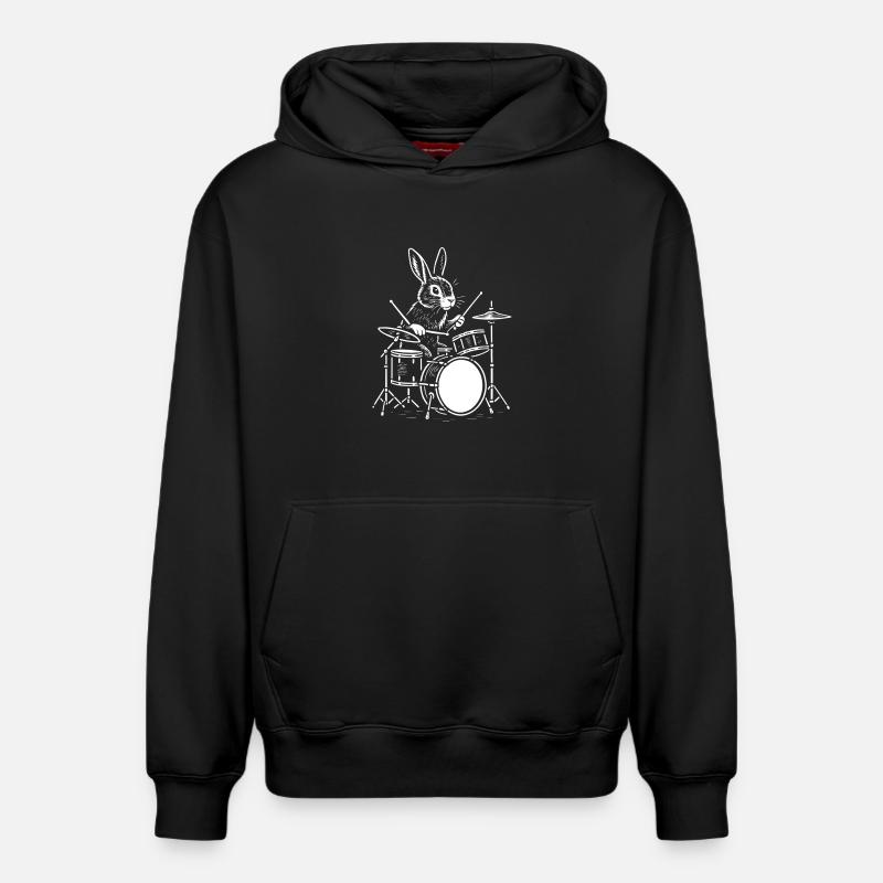 Rythm Rabbit Drummer - Sweat à capuche unisexe décontracté en coton biologique – de SPREAD - noir