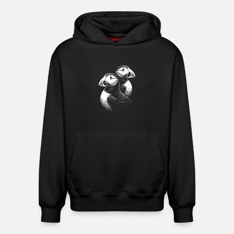 Macareux - Sweat à capuche unisexe décontracté en coton biologique – de SPREAD - noir