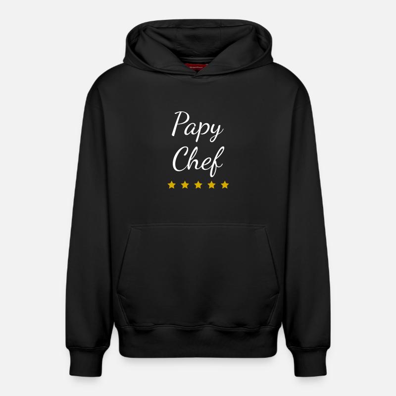 Papy Chef Étoiles - Sweat à capuche unisexe décontracté en coton biologique – de SPREAD - noir