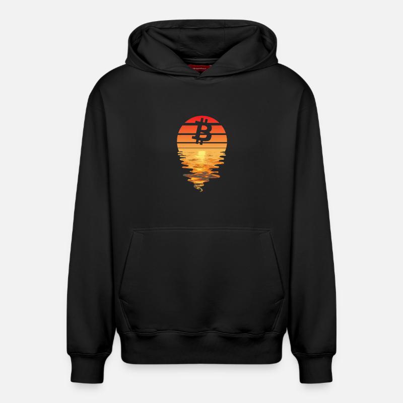 Bitcoin Retro Sunnendoom - Sweat à capuche unisexe décontracté en coton biologique – de SPREAD - noir