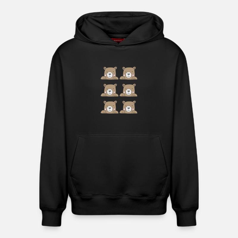 Bärenkopf 6fach - Sweat à capuche unisexe décontracté en coton biologique – de SPREAD - noir