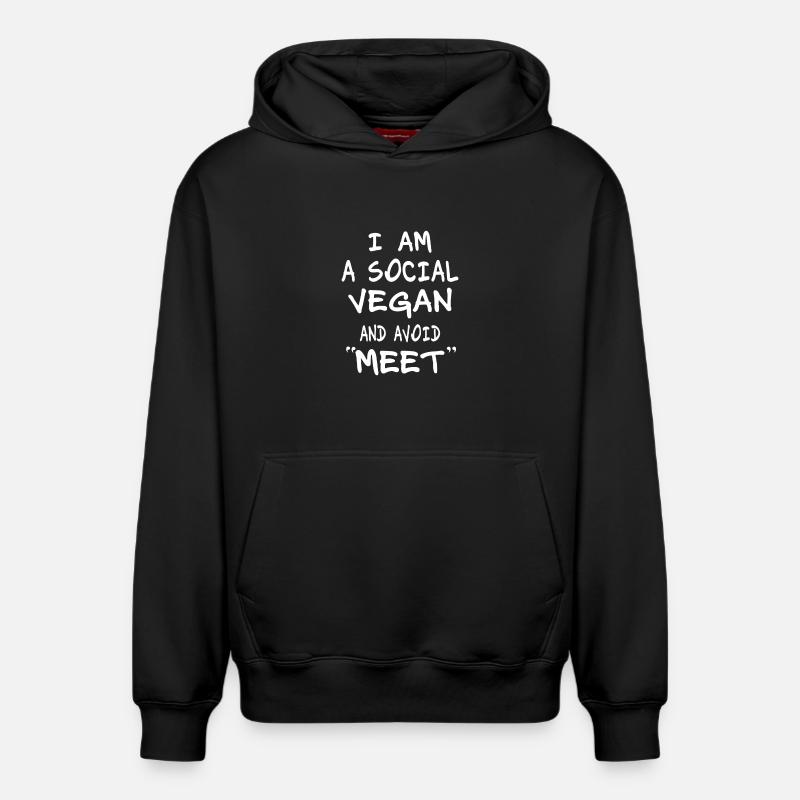Végétalien social - Sweat à capuche unisexe décontracté en coton biologique – de SPREAD - noir