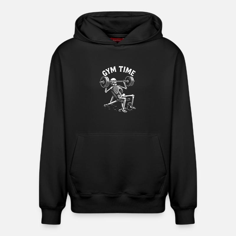 Gym Time Skeleton Lifter - Sweat à capuche unisexe décontracté en coton biologique – de SPREAD - noir
