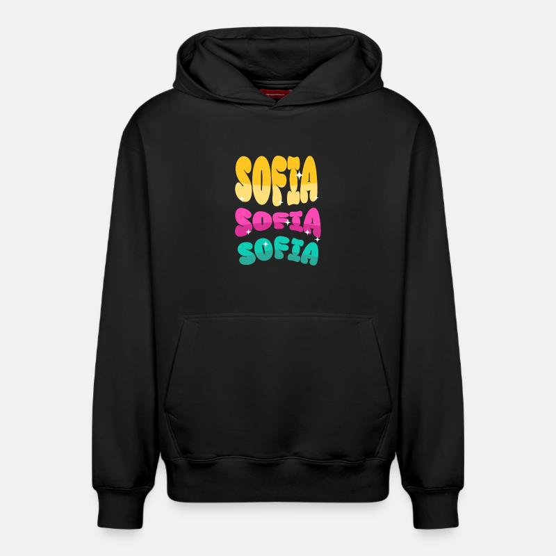 Nom de Sofia - Sweat à capuche unisexe décontracté en coton biologique – de SPREAD - noir