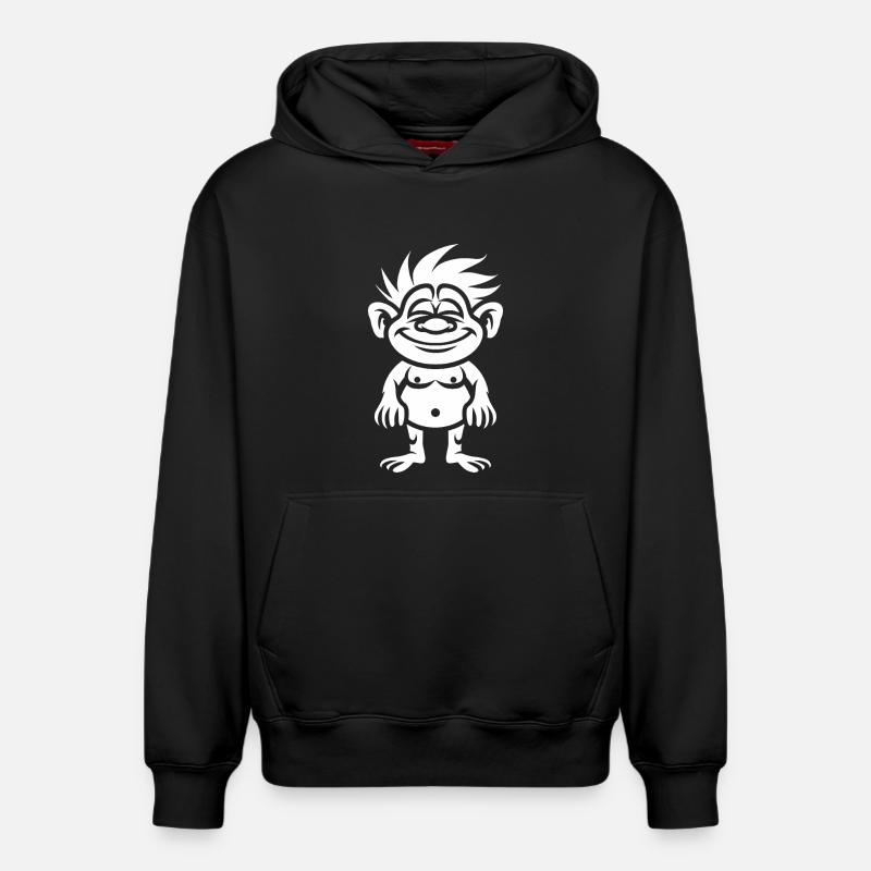 Troll  - Sweat à capuche unisexe décontracté en coton biologique – de SPREAD - noir