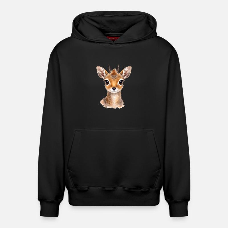Regard doux – antilope naine Dikdik - Sweat à capuche unisexe décontracté en coton biologique – de SPREAD - noir