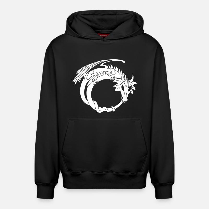 L'anneau du dragon blanc - Sweat à capuche unisexe décontracté en coton biologique – de SPREAD - noir