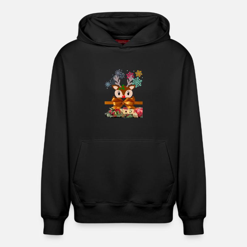 Renne de Noël enjoué - Sweat à capuche unisexe décontracté en coton biologique – de SPREAD - noir