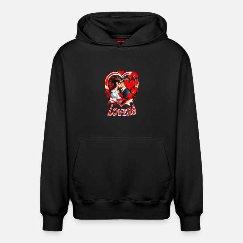 Lovers  - Sweat à capuche unisexe décontracté en coton biologique – de SPREAD - noir