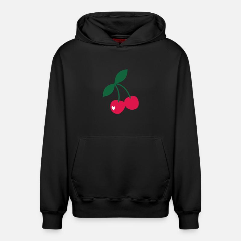 Cerises douces - Sweat à capuche unisexe décontracté en coton biologique – de SPREAD - noir
