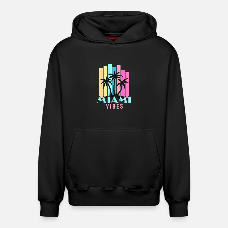 Vibrations de Miami - Sweat à capuche unisexe décontracté en coton biologique – de SPREAD - noir