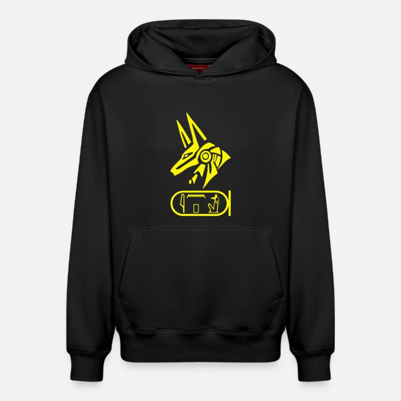 Dieu égyptien Anubis (jaune) - Sweat à capuche unisexe décontracté en coton biologique – de SPREAD - noir