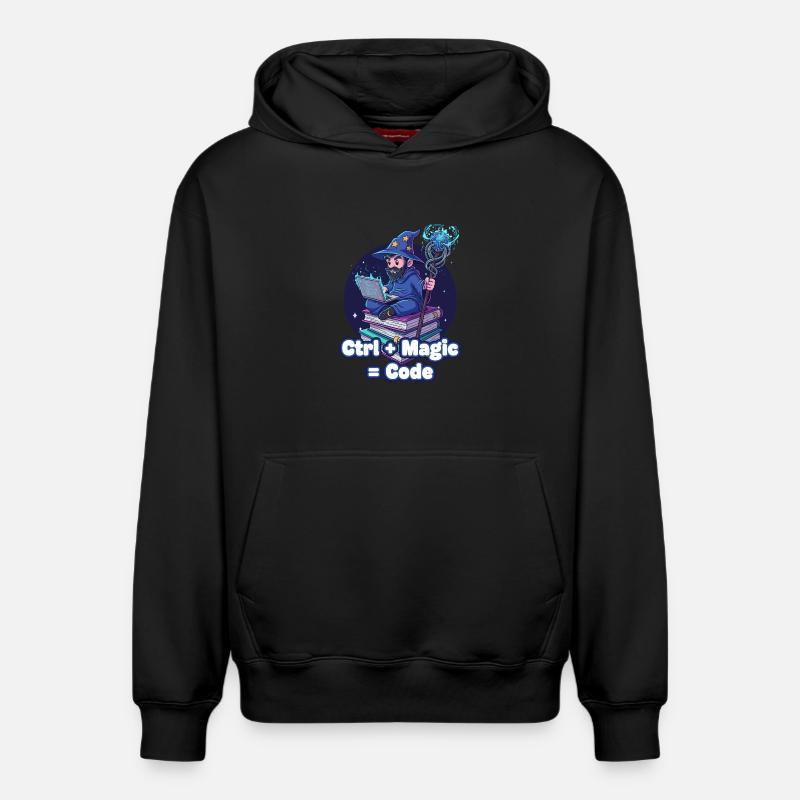 Ctrl Magic Code Wizard - Relaxed Unisex Organic Hoodie – by SPREAD - black