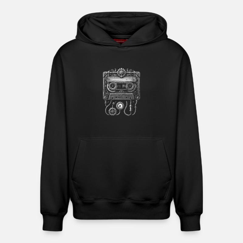 Steampunk Cassette Clockwork - Sweat à capuche unisexe décontracté en coton biologique – de SPREAD - noir