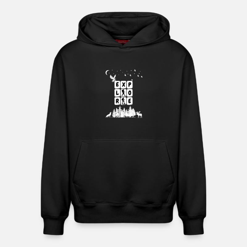 Entdecken Sie Camping Graphic - Relaxed Unisex Organic Hoodie – von SPREAD - Schwarz