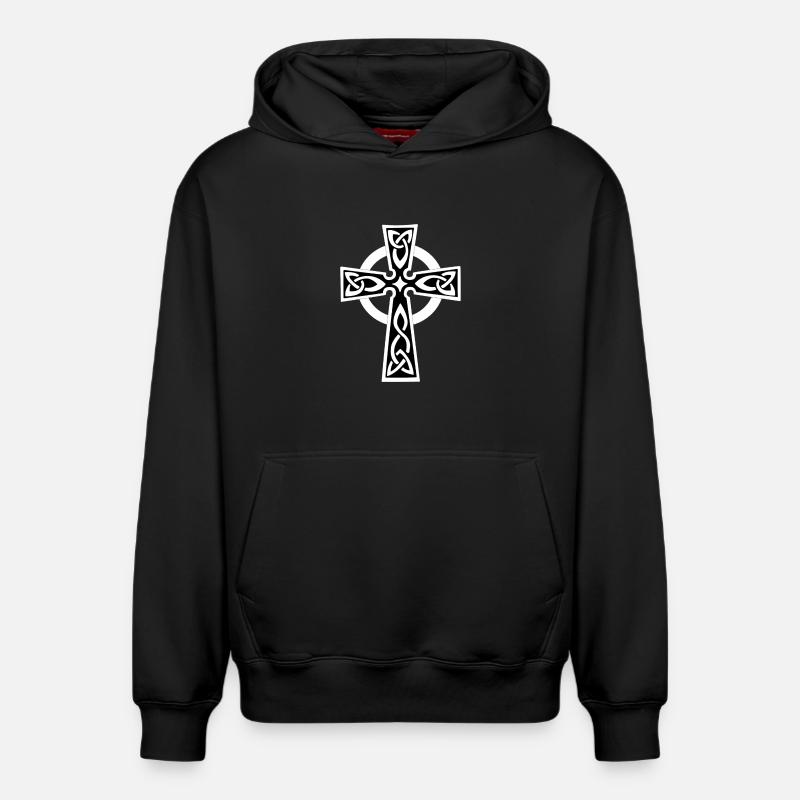 Celtique ou croix celtique blanche - Sweat à capuche unisexe décontracté en coton biologique – de SPREAD - noir