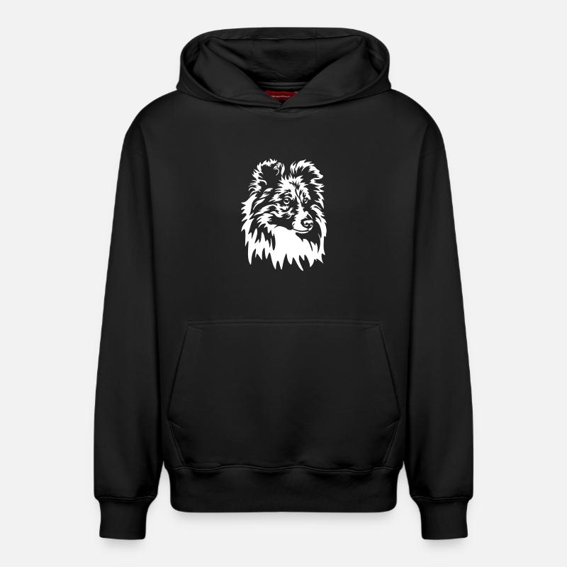 Sheltie Head « Black Edition » - Sweat à capuche unisexe décontracté en coton biologique – de SPREAD - noir