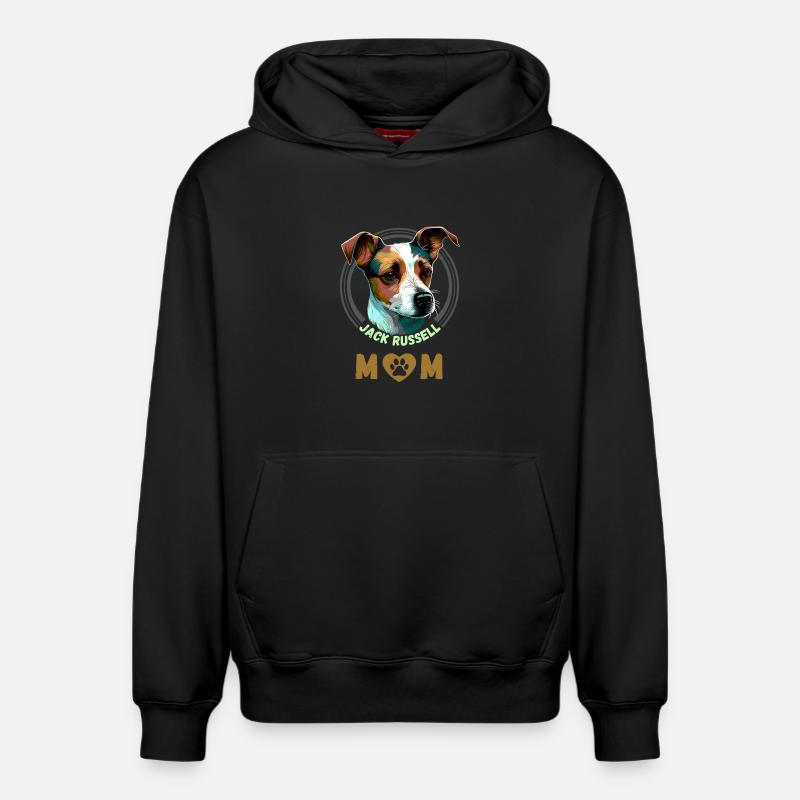 Jack Russell Mom - Sweat à capuche unisexe décontracté en coton biologique – de SPREAD - noir