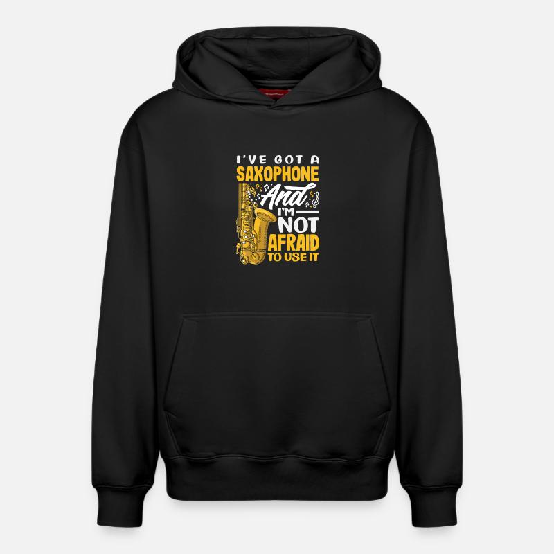 Saxophone - Sweat à capuche unisexe décontracté en coton biologique – de SPREAD - noir