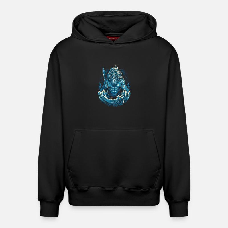 Poseidon - Sweat à capuche unisexe décontracté en coton biologique – de SPREAD - noir