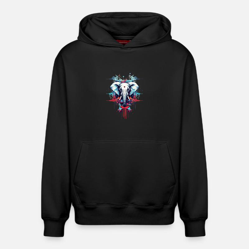 Designer Style éléphant - Sweat à capuche unisexe décontracté en coton biologique – de SPREAD - noir