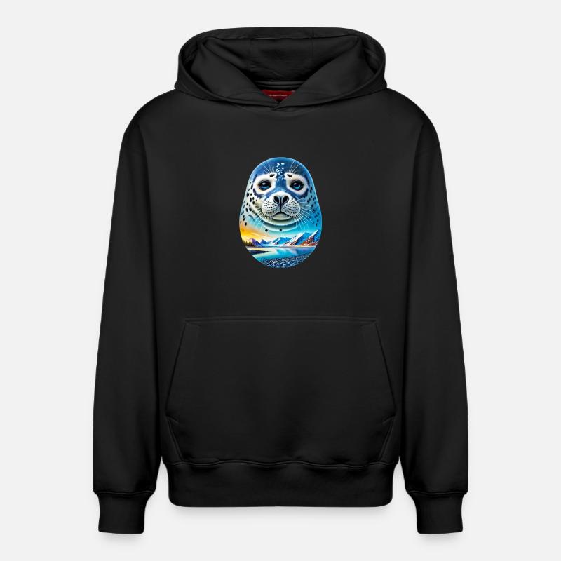 Phoque - Sweat à capuche unisexe décontracté en coton biologique – de SPREAD - noir