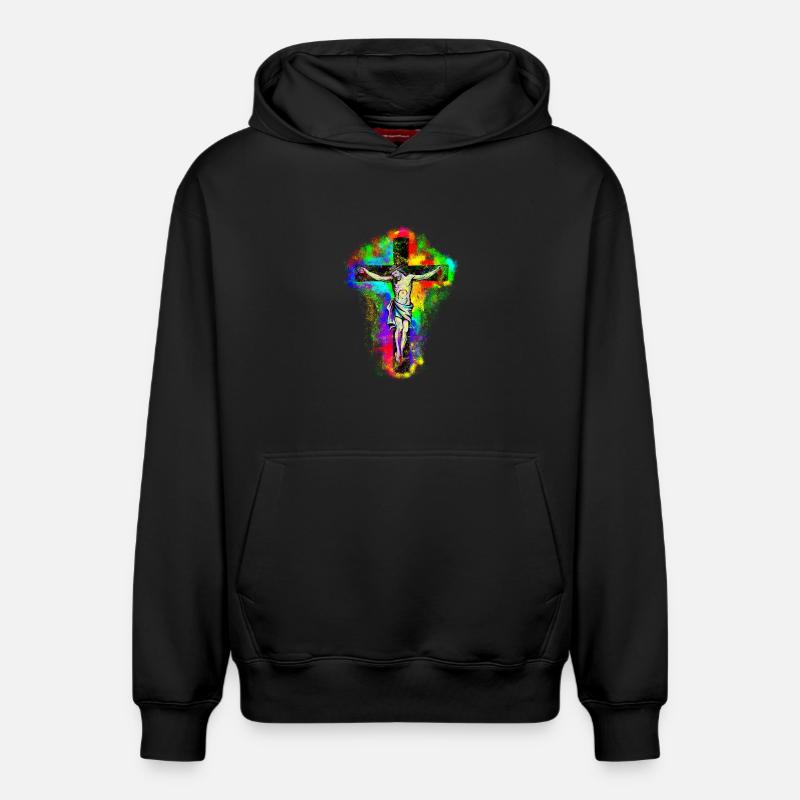 Croix de Jésus-Christ - Sweat à capuche unisexe décontracté en coton biologique – de SPREAD - noir